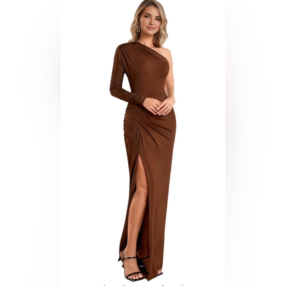 Vkihoc Elegant Brown One-Shoulder Dress size XL